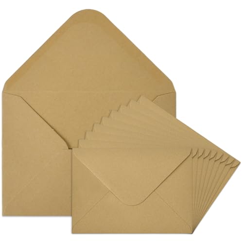 WEFHEF 60 Stück Umschläge Kraftpapier Briefumschläge B6 Kuvert Briefkuvert für Grußkarten Einladung 12.5 x 17.5cm Briefhülle für Geburtstagskarten Nassklebung Spitzklappe beschriften oder bedrucken