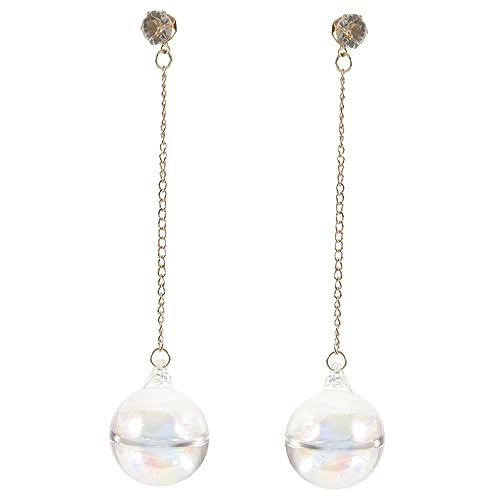 minkissy 1Paar Lange Kettenohrringe Mit Glaskugeln Elegantes Design Für Damen Glasverarbeitung Besondere Anlässe
