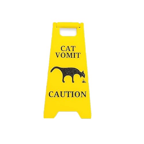 Cat Vomit Sign, Dog Vomit Sign, Funny Cat/Dog Warning Sign, Cat Vomit Caution Sign, Cat and Dog Vomiting Yard Sign, Gifts for Dog Lovers, Novelty Warning Sign Decoration for Cat Dog Lovers (Cat)