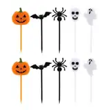 SIRLOMU 30 Stück Halloween Cocktailspieße Kuchen Dekoration Party Clips Obst Gabel Party Finger Food Clips Spieße Snack Kuchen Cupcake Cocktail Clips