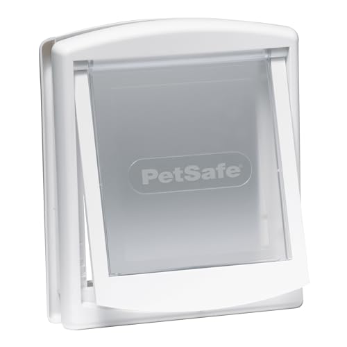 PetSafe Staywell Haustiertüre Original mit 2 Verschlussoptionen, Robuste Kunststoffklappe, Für Innen- und Außentür, Größe L, Weiß