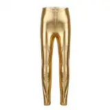 Alvivi Mädchen Hose Glänzend Tanzhose Sport Leggings Ballett Tanzhose Strumpfhose Trainingshose Yoga Gymnastik Tanz Performence Gold 122-128