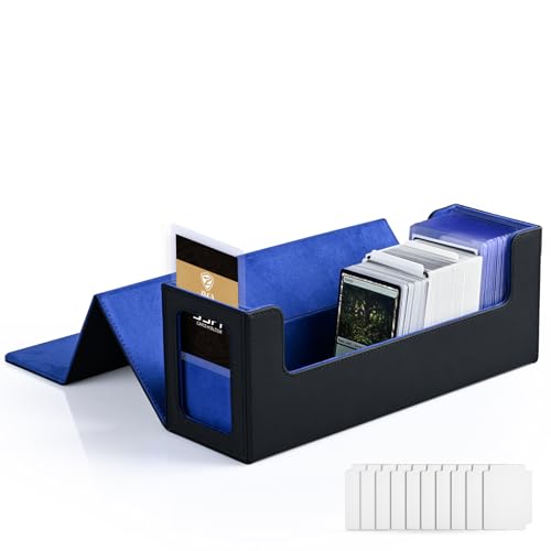 ZLCA MTG Card Deck Box mit Sichtfenster, Kartenaufbewahrungsbox für 600+ Single-Sleeve Karten, Trading Card Case für Commander CCG/TCG/EDH(Black& Blue)