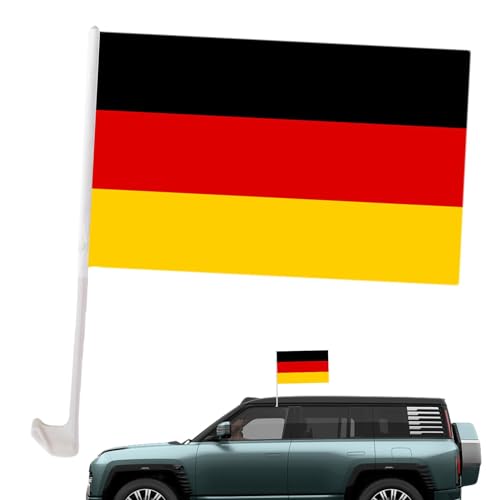 Deutschland-Flagge, kleine deutsche Auto-Flagge, Banner, winddicht, Outdoor-Flagge, Autofahne für Fenster, Auto-Dekoration für Deutsch, Sportfans, Fußballturniere, Events