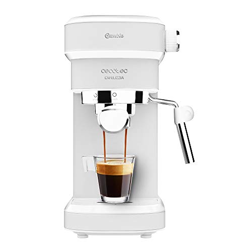 Cecotec Espressomaschine Cafelizzia 790 Weiß. Schnelles Aufheizsystem, 20 Bar Druck, Automatikmodus für 1 und 2 Kaffees, schwenkbares Dampfrohr, 1,2 Liter Tank