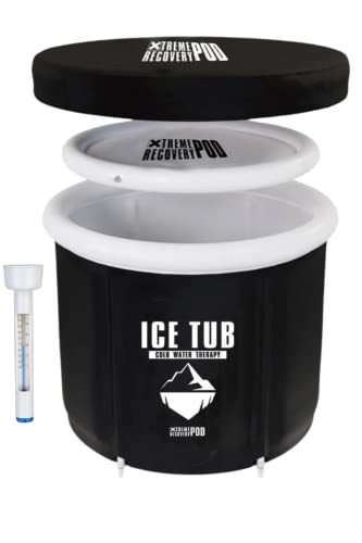 Eisbaden Tonne Xtreme Recovery POD: Ice Bath für Athleten, hochwertiges tragbares eisbad für den Innen- und Außenbereich mit Abdeckung, eisfass (White)