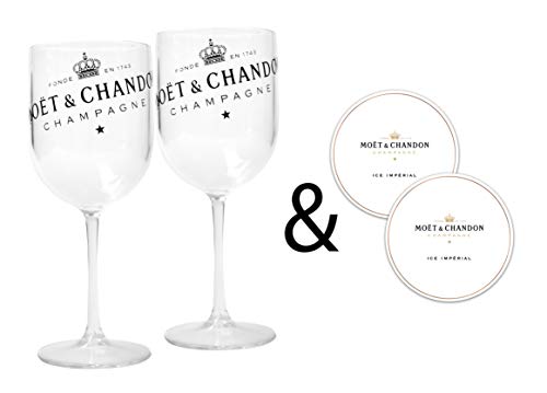 Moët & Chandon Ice Impérial Champagner & Prosecco Acryl Gläser Becher Becher Becher Becher Becher Becher mit einem Set Papieruntersetzer durchsichtig