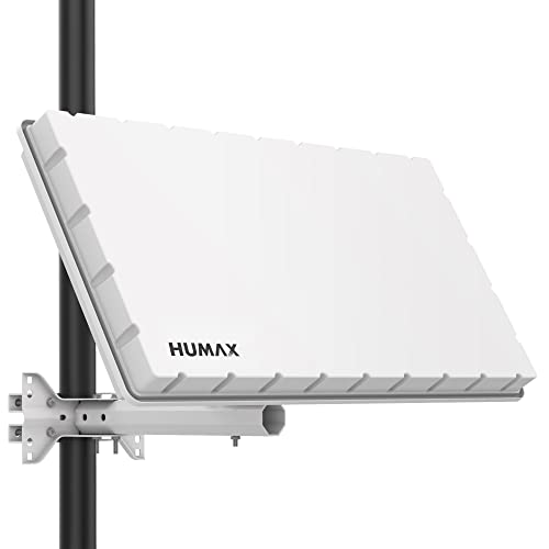 HUMAX Flat H39D4 SAT Flachantenne, Flache Satellitenschüssel für 4 Teilnehmer, mit Quad-LNB - SAT Antenne flach mit Halterung für Wand oder Mast, vergleichbar mit 60 cm SAT Schüssel, weiß