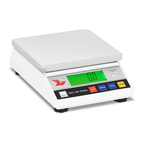 Steinberg Systems SBS-LW-7500A Feinwaage Präzisionswaage Digitalwaage (7500 g / 0,1 g, LCD Display, Edelstahl Wiegefläche 18x18 cm)