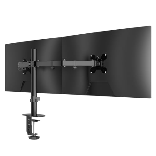 Pholiten Monitor Halterung für 13-27 Zoll LED LCD Bildschirm bis zu 10 kg, Monitor Arm für 2 Monitore, Höhenverstellbar Schwenkbar Neigbar Monitorhalterung für den Schreibtisch, max.VESA 100x100mm