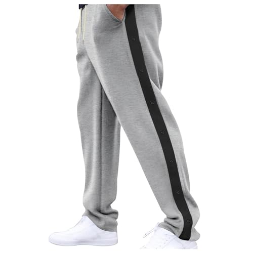 Reha Hose Damen mit Seitlicher Knopfleiste Lange Jogginghose Seitlich Zu öffnen Loose Gummibund Sporthose Unisex Sweatshose Sportswear Trainingsanzug Trainingshose Fitness