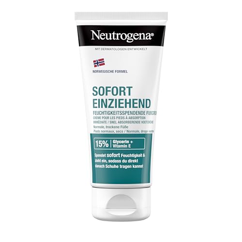 Neutrogena Norwegische Formel sofort einziehende Fußcreme (100 ml) für normale & trockene Füße, feuchtigkeitsspendende Fußpflege Creme mit 15% Glycerin + Vitamin E