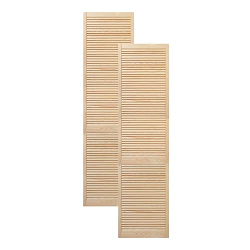 Lamellentür Holztür natur 242,2 x 59,4 cm mit offenen Lamellen für Regale, Schränke, Möbel | Kiefer Holz unbehandelt | Doppel-Paket 2-er Pack