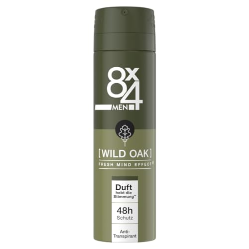 8X4 Men Wild Oak Deospray, Deodorant für Männer mit maskulin-holzigem Duft, Sprühdeo mit zuverlässigem 48h Anti-Transpirant-Schutz (150 ml)