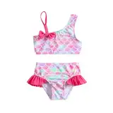 Mädchen 2-teiliger Badeanzug, Mode One Shoulder Sommer Bikini Set,Badeanzüge Bademode für Kinder Badebekleidung,Camisole Top Slips Badekleidung für Urlaub Strand