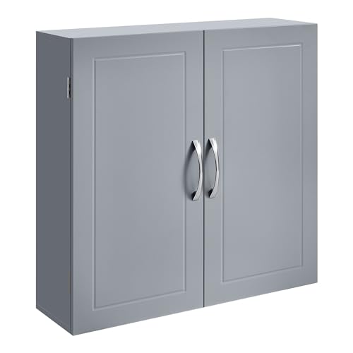 VASAGLE Badezimmerschrank, Badschrank, wandmontiert, 18 x 60 x 60 cm, Wandschrank mit verstellbaren Ablagen, taubengrau BBC320P36