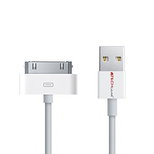 TECHGEAR Ersatz-USB-Datenkabel & Charging für Apple iPod Nano, iPod Touch, iPod Classic, iPod Video & iPhone 4, 4s, 3G, 3Gs & iPad 3, 2, 1-30 Pin USB-Kabel Aufladen und Synchronisieren - Weiß