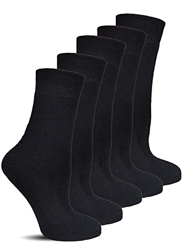 Frostfighter Damen Thermosocken ohne Gummi (6x Paar) Wintersocken Baumwolle Ski Vollfrottee Innenfutter (Schwarz, 35-38)