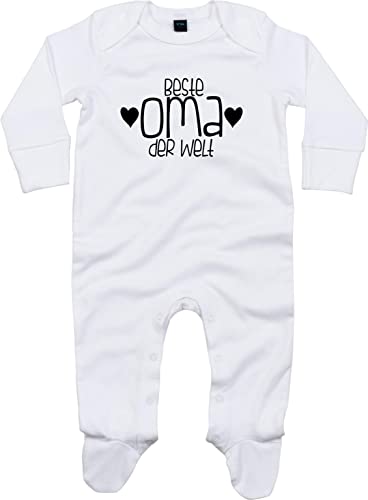 Kleckerliese Baby Body Schlafanzug Beste Oma der Welt Strampler Langarm Junge Mädchen, White 3-6 Monate