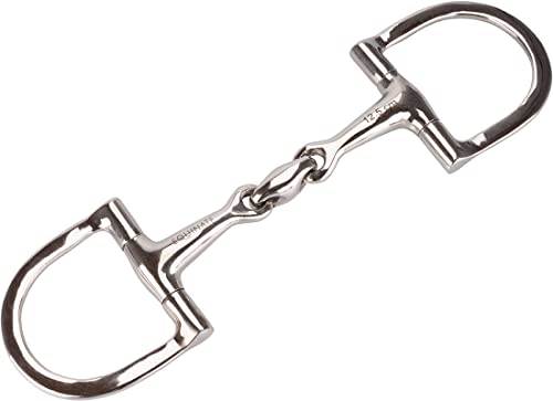 Equinate D-Ring Trense Edelstahl 16mm doppelt gebrochen 13,5cm - Anatomisch geformtes maulfreundliches Gebiss mit sanfter Einwirkung - Lasergravierte Größenangabe