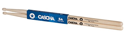 CASCHA Professional Schlagzeugsticks 5A robuste Ahorn Sticks I Trommelstöcke Holz I Profi Schlagzeug Zubehör I Drumsticks Maple I Schlagzeugstöcke I Trommelsticks Holzkopf Modell 1 Paar (2 Stück)