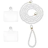 MIRKUZI Handy-Umhängetaschen & Hüllen mit Umhängeband 2 Stück Handykette Perlen, universelle Perlenkette, Handykette, kompatibel mit den meisten Handytaschen und Geldbörsen, mit 2 klaren Einsätzen
