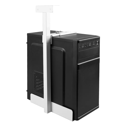 PC Halterung Unter Schreibtisch, Computer Aufhängung Halter für Untertisch, Vollständiges Stahlmaterial, bis zu 35 kg, Höhe Verstellbar 50-530 mm, Funktioniert mit den meisten Hosts (Weiß)