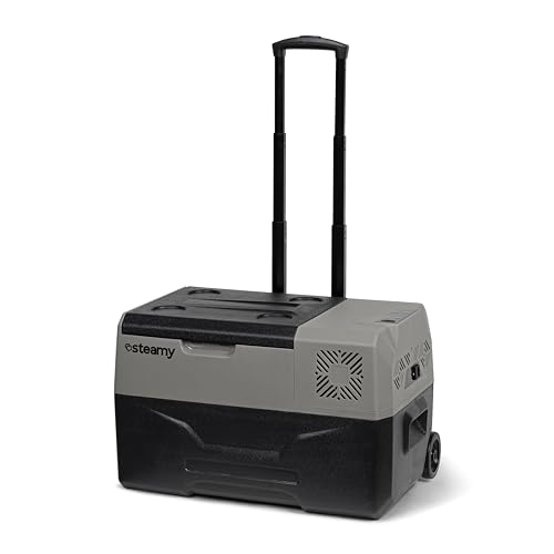Steamy-E Single Zone 30 Roller, Elektrische Kompressor Kühlbox mit Rollen, 28 Liter, 12V/ 230V, zum Warmhalten und Kühlen, Für Camping