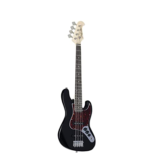 J & D JB Mini Black 4-Saiter E-Bass mit kurzer 29" Mensur und zwei Single-Coil Pickups