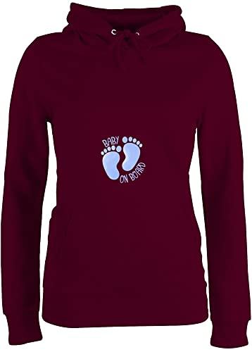 Pullover Damen Hoodie Frauen - Schwangerschaft Kleidung Geschenk - Baby on Board - himmelblau - L - Burgundrot - schwangeren für Schwangere an werdene Mutter Schwangerschafts Pregnancy schwanger