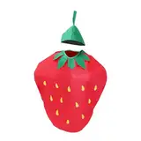 Harilla Erwachsene Obst Kostüm Outfit Requisiten für Männer Frauen Süße Lebensmittel Cosplay Kostüme mit Hut Kostüm für Karneval Bühnenauftritt, Erdbeere