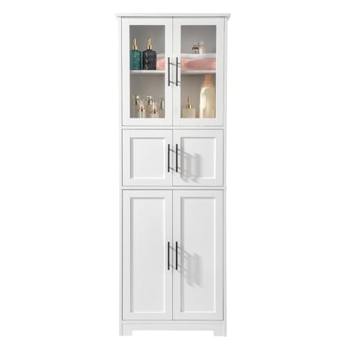 LEADZM Küchenschrank Hochschrank, Vitrinenschrank mit 6 Türen, Buffetschrank für Küche, Wohnzimmer, Esszimmer (6 Türen)