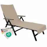 NYVI Frottee Schonbezug für Gartenliege NYVISpa 75x200 cm Beige - Hygiene Liegestuhlauflage für Sonnenliegen Strandliegen - Handtuch Bezug - Oeko-TEX 100