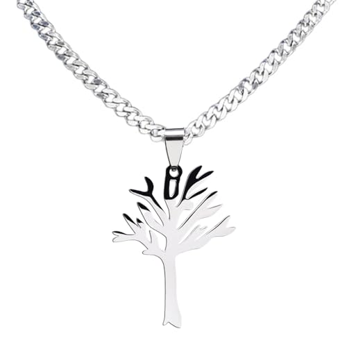 Gupcaqosjw 2x Lebensbaum Kette, Blattloser Baum Halskette, Stammbaum Halskette, Baum Halskette, Edelstahl Baum Halskette, Baumkette Aus Edelstahl, Baum Anhänger Halskette, Unisex Baumketten