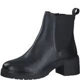 MARCO TOZZI Damen Chelsea Boots aus Leder mit Blockabsatz, Schwarz (Black), 39 EU