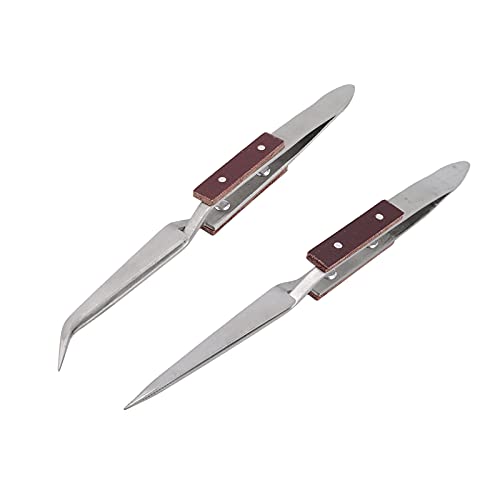 Pinzetten LöTpinzetten 2PCS Industrie Pinzetten Kreuzpinzetten Pinzetten Edelstahl Rostfrei für SchmuckschweißProzesse, Reparatur Elektronischer Teile, KüNstliche Wimperntransplantation