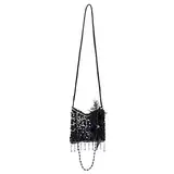 Boland 36000 - Handtasche Flapper, schwarz, Pailletten, Perlen, Federschmuck, Glitzer, Charleston, 20er Jahre, Karneval, Halloween, Fasching, Mottoparty, Verkleidung, Theater