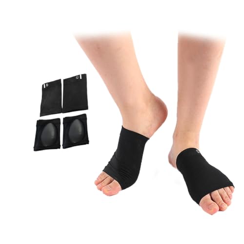 MEMNUN Fußgewölbestütze Pads für Füße Spreizfußbandage mit Pelotte, Fußgewölbestütze, Unisex-Kissen Schuh Einlegesohlen Pads Schmerzlinderung (Schwarz, Einheitsgröße, 2 Paar)