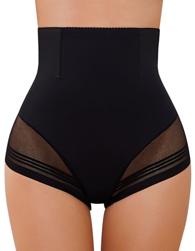 SIMIYA Bauchweg Unterhose Damen Shapewear Bauch Weg Miederhose Hoher Taille Miederslip Unterbauch Kontrolle Body Shaper für Frauen (Schwarz, L)