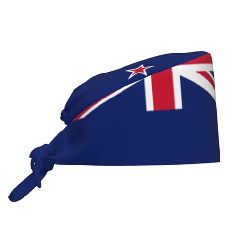 WZYWHJ Reinigungs-Arbeitskappe, Neuseeland-Flagge, Bild, Kochmütze für Damen & Herren, verstellbar, atmungsaktiv, Schwarz, Einheitsgröße, Schwarz, EinheitsgröÃŸe