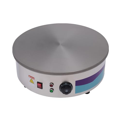 3000W Elektrische Crepes Maker Ø 45 cm Crepeseisen Crepesplatte mit Holz Crepesspachtel, Crepesgerät 50-300°C Temperatureinstellbar Crepesmaker Elektrischer Crêpes-Topf für Pancake