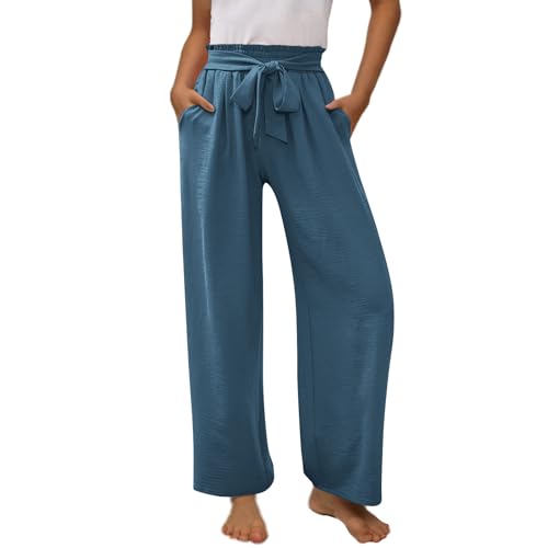 Generisch Lange Sommerhose Kinder Mädchen Leicht Bequem Strandhose Baumwolle Leinen Stoffhose Elegant Weites Bein Hosen Sommer Bequem Freizeithosen Lässige Business Jogginghose Hohe Taille Hose