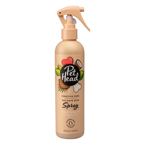 PET HEAD Fellspray für Hunde 300 ml, Sensitive Soul, Kokosnussduft, Pflegt und beruhigt empfindliche Haut, Hypoallergen, pH-neutral, Vegan & tierversuchsfrei, extrasanfte Formel für Hunde und Welpen