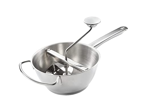 Leifheit Passiermühle 2.0 Ø 20 cm inkl. 3 Einsätzen, aus hochwertigem Edelstahl zum Passieren von Obst, Gemüse, Babynahrung, Suppen, Passiersieb, Kartoffelpresse