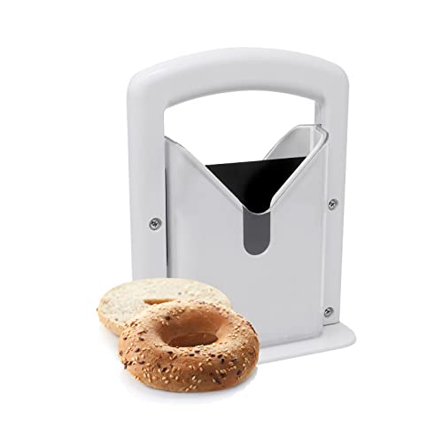 Bagelschneider, perfekt für Bagels, Bagelschneider, Edelstahl, Weiß