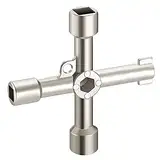 EHIOG 4-Wege-Multifunktionsschlüssel,Universeller Schaltschrankschlüssel,Multifunktionale Cross Key Schaltschrank Schlüssel,für Elektrische Wasser Gas Meter Box Schrank Öffnen Schlüssel,Silber