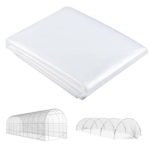Outsunny Gewächshausfolie 8x10 m wasserdicht Gartenfolie mit UV Schutz, Extra Dick Reißfest Folie aus Kunststoff, Abdeckplane für Treibhaus Folientunnel, Tunnelfolie für Außenbereich Transparent