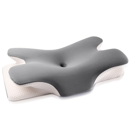 MULISOFT Memory Foam Kissen, bequemes Kopfkissen, stützendes Nackenkissen, ergonomisches Seitenschläferkissen (grau)