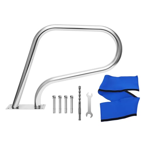 POTYYH Schwimmbad Handlauf, Edelstahl Poolgeländer U-Förmiger Pool Haltegriff bis 120kg Einstiegshilfe mit Griffhülle für Schwimmbäder Spa und Wasserpark, Rohrdurchmesser 4.2cm