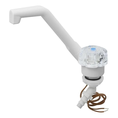 Kalt-Wasserhahn De Luxe 12V Ø20 mm weiss große Knopf Campingwasserhahn für Wohnmobil Wohnwagen